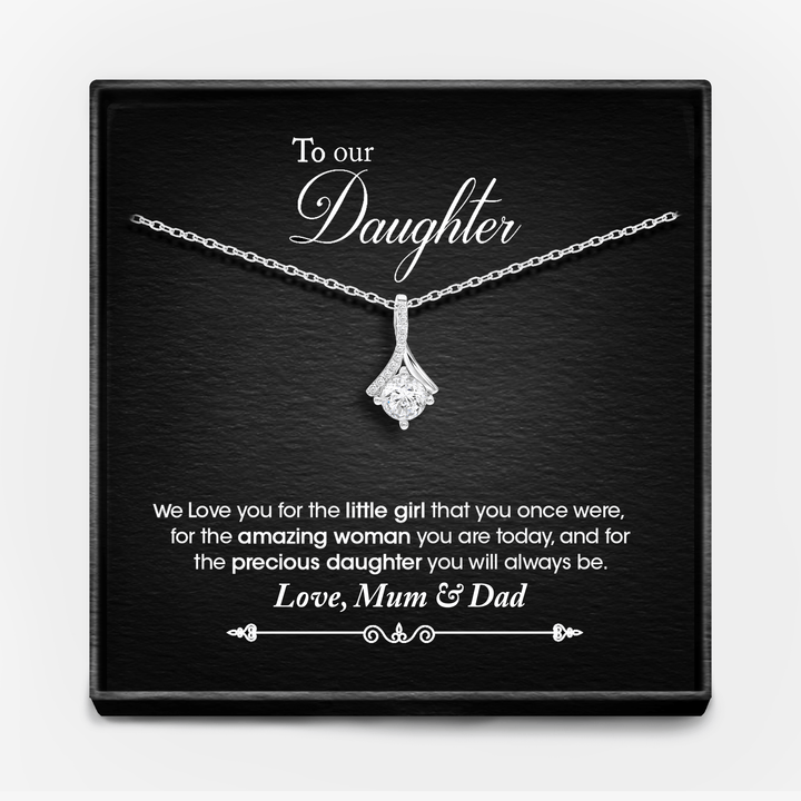 "TO MY DAUGHTER, LOVE MUM" WHITE GOLD NECKLACE