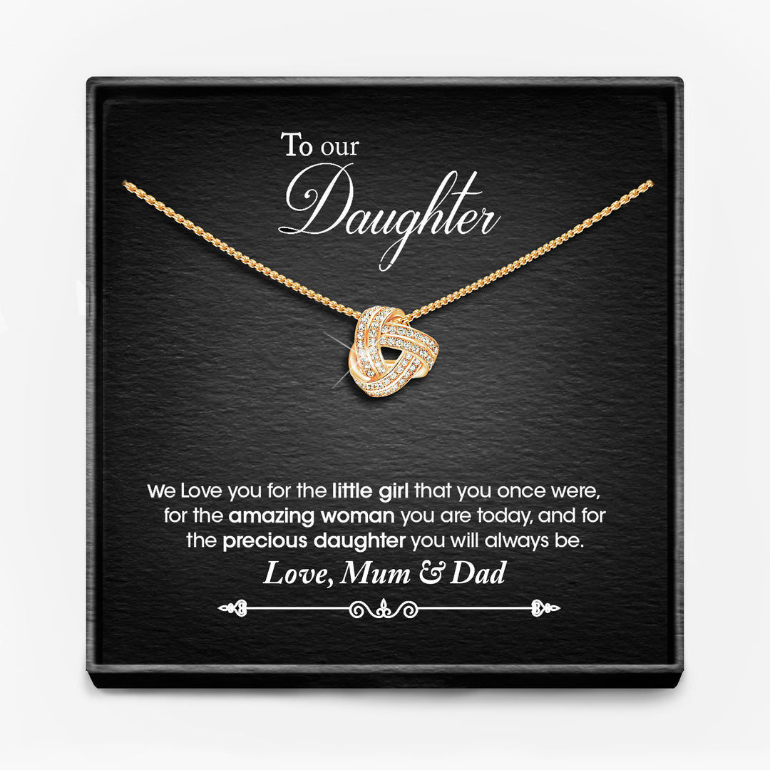 TO MY DAUGHTER, LOVE MUM/ MUM AND DAD/ DAD -   Infinity Knot Necklace