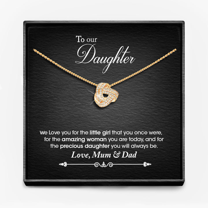 TO MY DAUGHTER, LOVE MUM/ MUM AND DAD/ DAD -   Infinity Knot Necklace