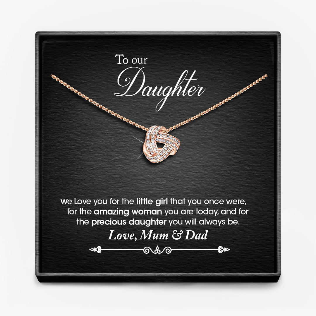 TO MY DAUGHTER, LOVE MUM/ MUM AND DAD/ DAD -   Infinity Knot Necklace