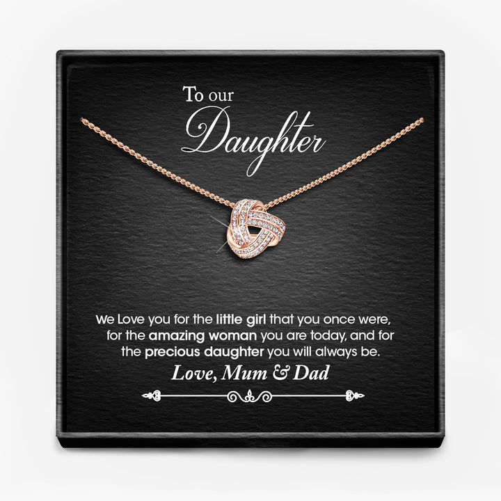 TO MY DAUGHTER, LOVE MUM/ MUM AND DAD/ DAD -   Infinity Knot Necklace