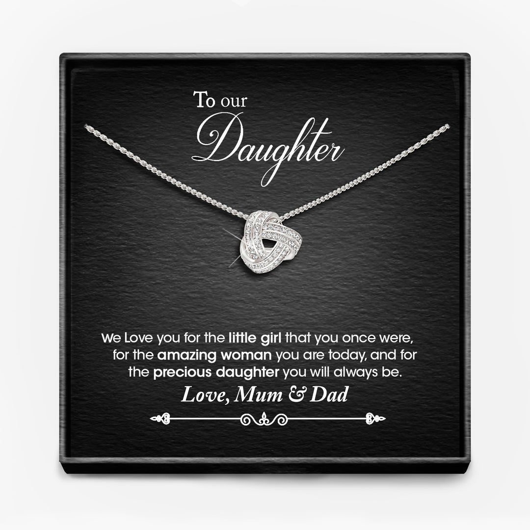 TO MY DAUGHTER, LOVE MUM/ MUM AND DAD/ DAD -   Infinity Knot Necklace