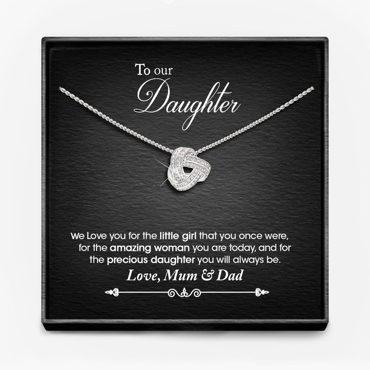 TO MY DAUGHTER, LOVE MUM/ MUM AND DAD/ DAD -   Infinity Knot Necklace
