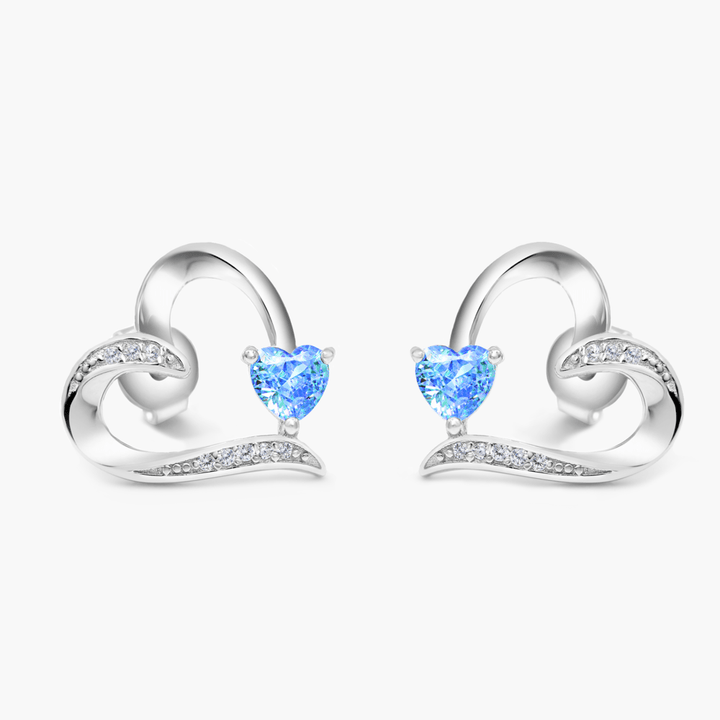 Sterling Silver Sacred Heart Earrings - Blue