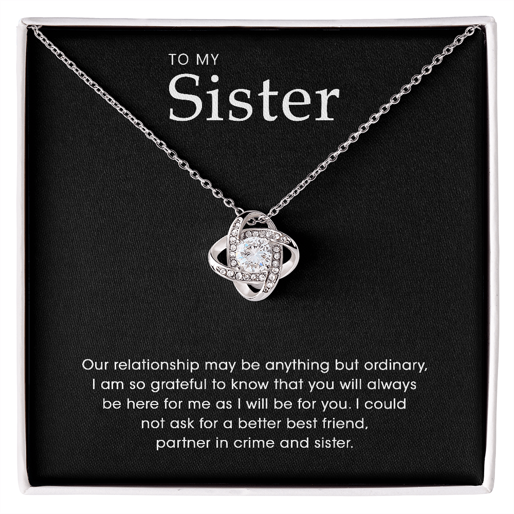 To My Sister Silver Love Knot Necklace