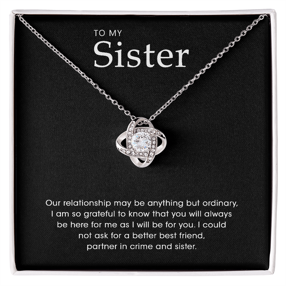 To My Sister - Silver Love Knot Necklace – Talia-Rae