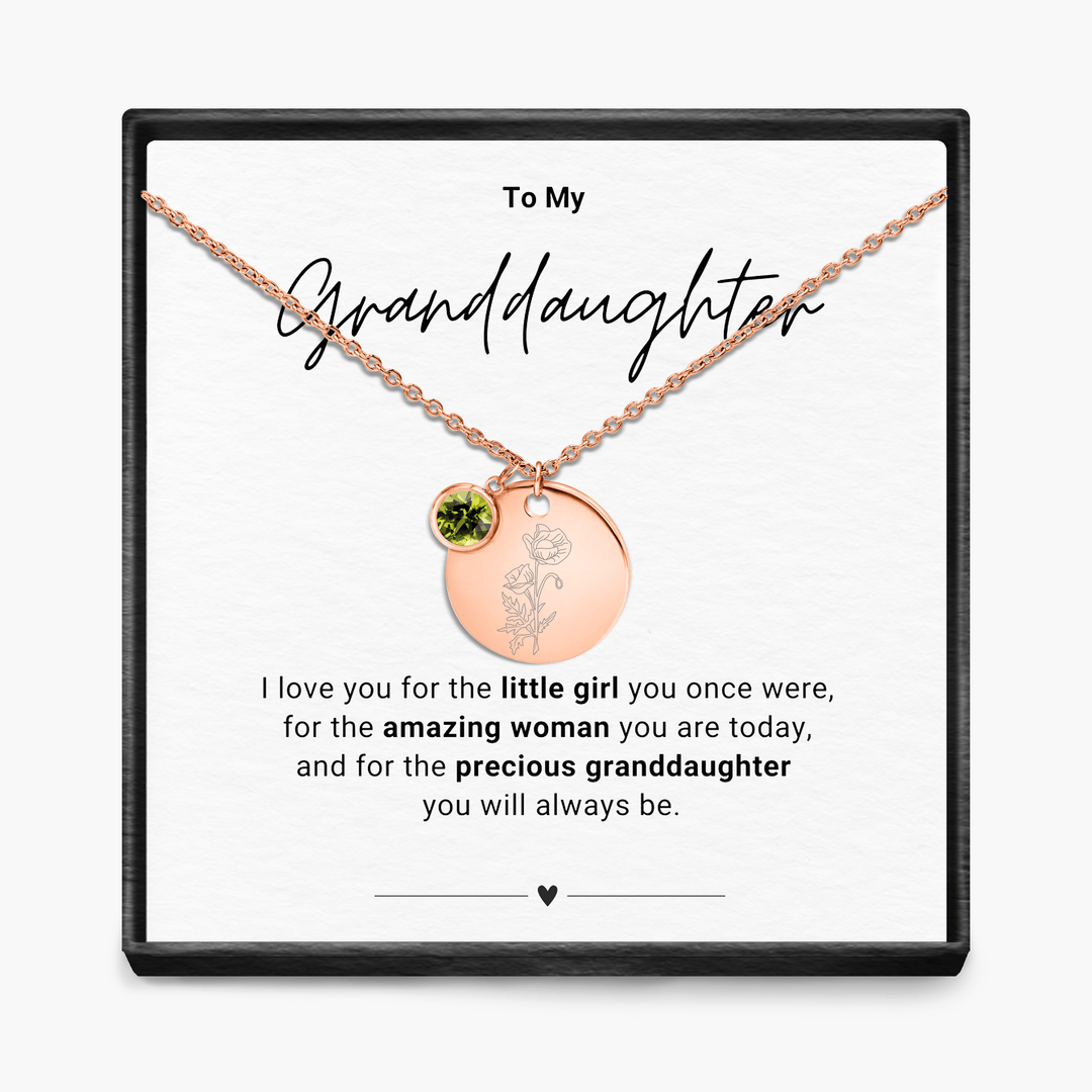 To My Grandaughter - Birth Month Pendant Necklace