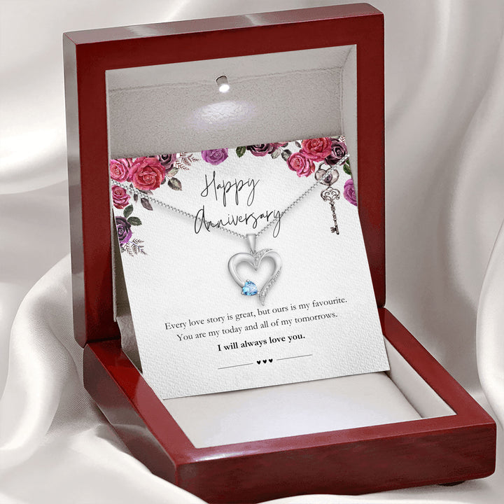 Anniversary  - Sterling Silver Sacred Heart Necklace - 5 Colours