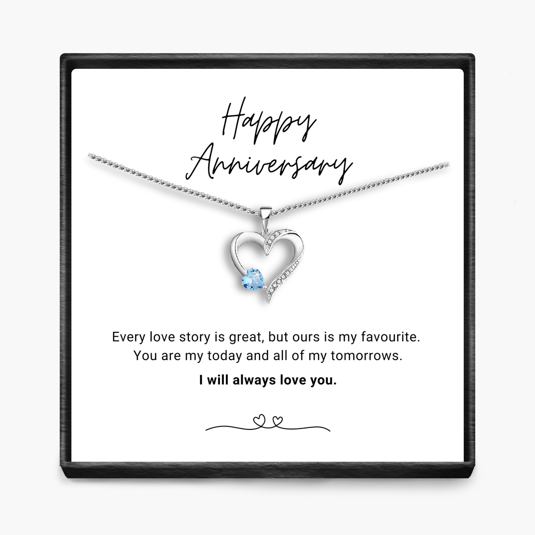 Happy Anniversary  - Sterling Silver Sacred Heart Necklace - 5 Colours