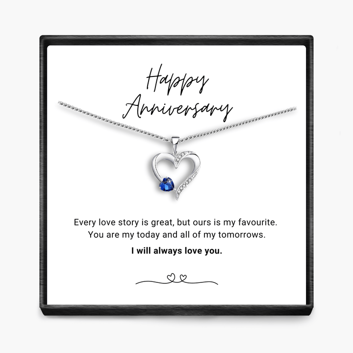 Happy Anniversary  - Sterling Silver Sacred Heart Necklace - 5 Colours
