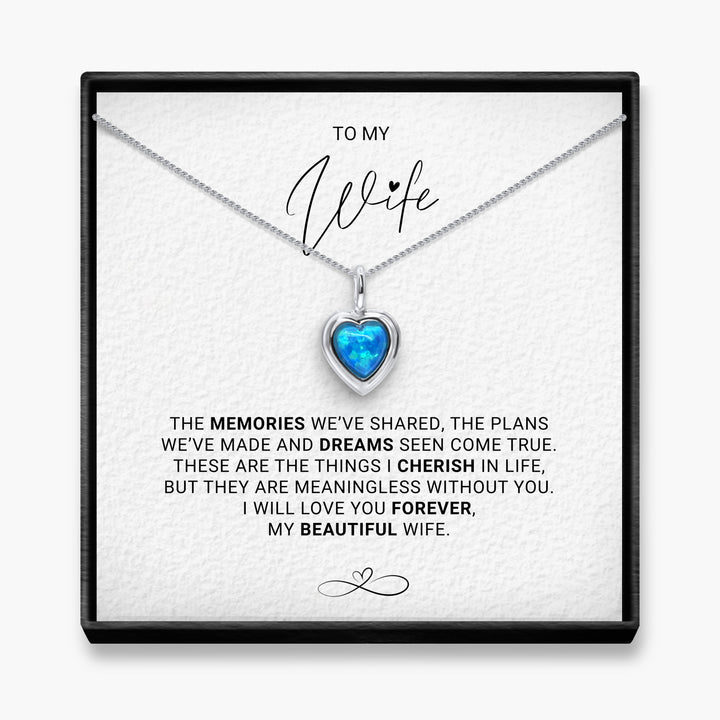 Wife Dreams Come True - Blue Opal Heart Necklace