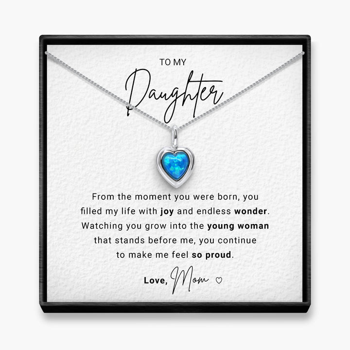 Wonder Of My Life - Daughter Blue Opal Heart Necklace
