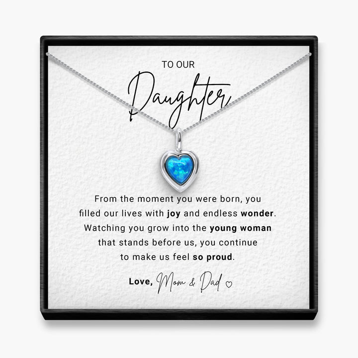 Wonder Of My Life - Daughter Blue Opal Heart Necklace