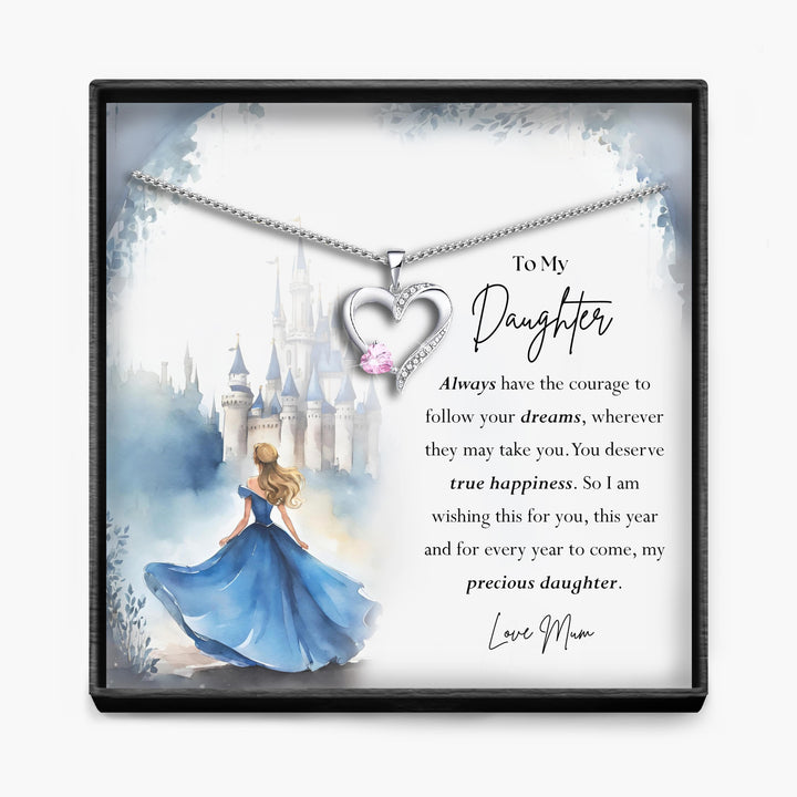 My/Our Daughter - Cinderella Silver Sacred Heart Necklace - 5 Colours