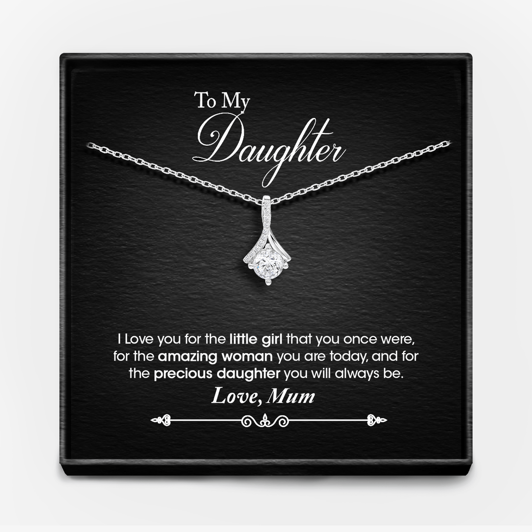 "TO MY DAUGHTER, LOVE MUM" WHITE GOLD NECKLACE