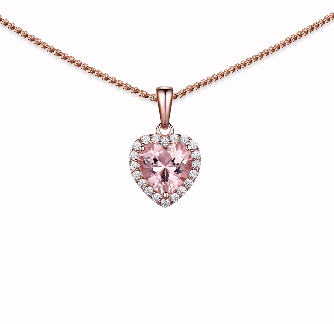 Customisable Birthday  Pink Morganite Heart Necklace