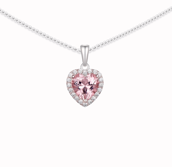 Customisable Birthday  Pink Morganite Heart Necklace