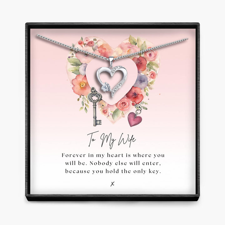 Wife In My Heart - Sterling Silver Sacred Heart Necklace - 5 Colours