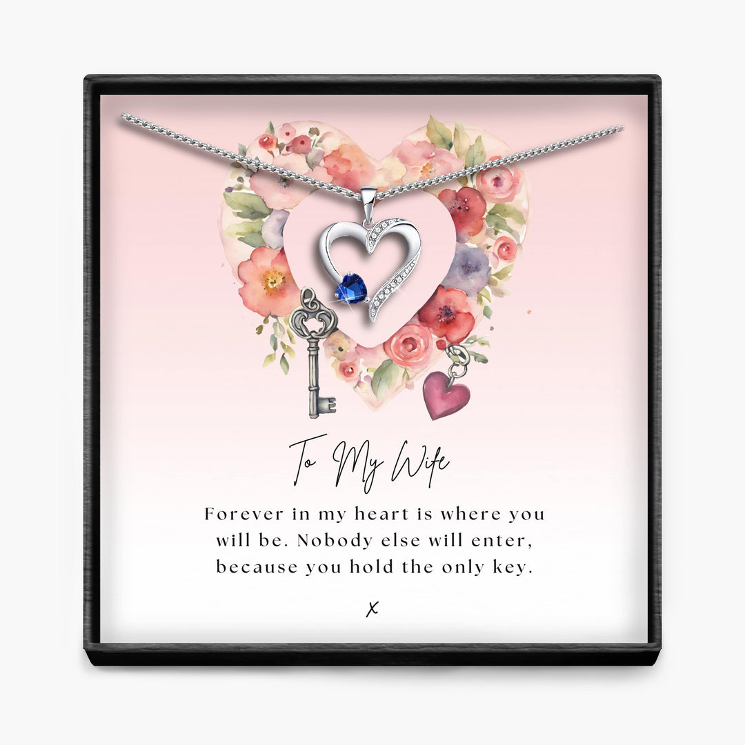 Wife In My Heart - Sterling Silver Sacred Heart Necklace - 5 Colours