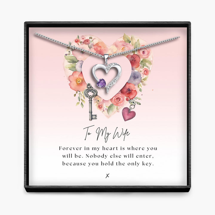 Wife In My Heart - Sterling Silver Sacred Heart Necklace - 5 Colours