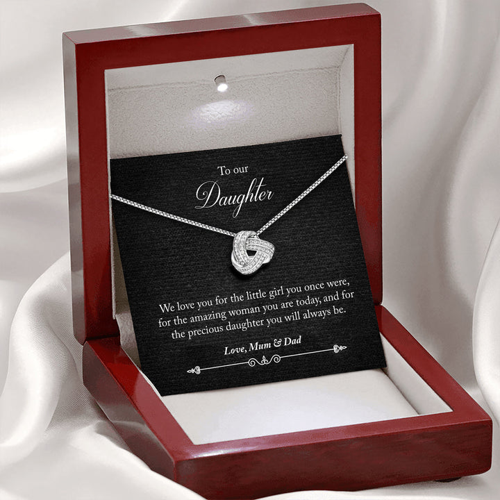 TO MY DAUGHTER, LOVE MUM/ MUM AND DAD/ DAD -   Infinity Knot Necklace