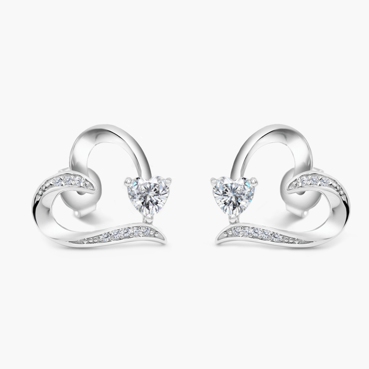 Sterling Silver Sacred Heart Earrings - Clear