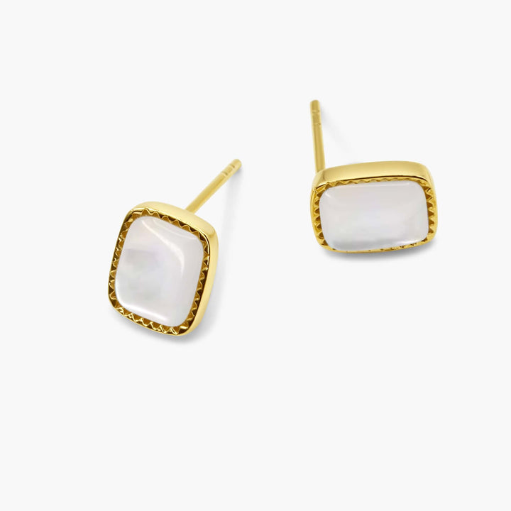 Iridescent Pearl Gold Stud Earrings