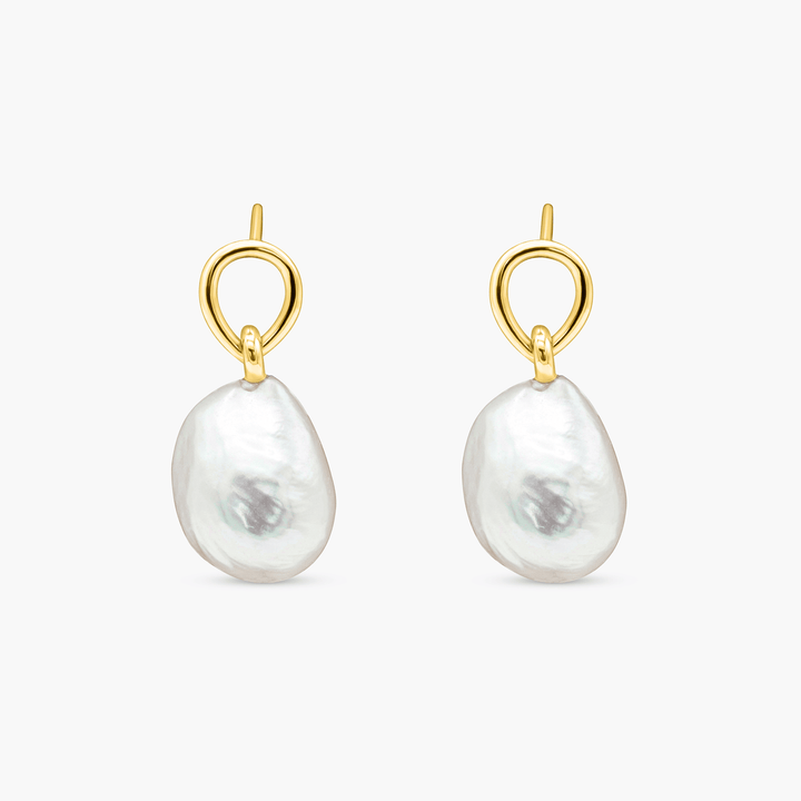 Freshwater Baroque Pearl Drop Earrings - Vermeil Gold