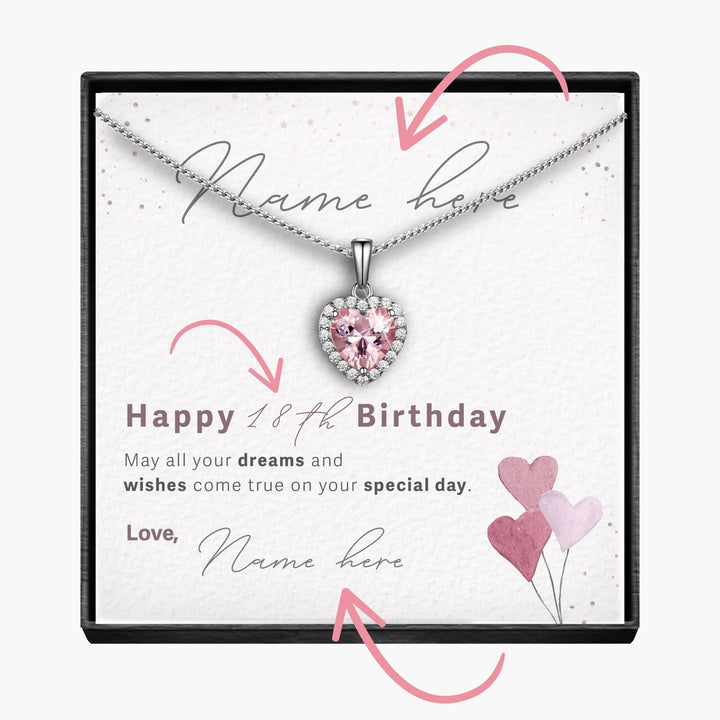 Customisable Birthday  Pink Morganite Heart Necklace