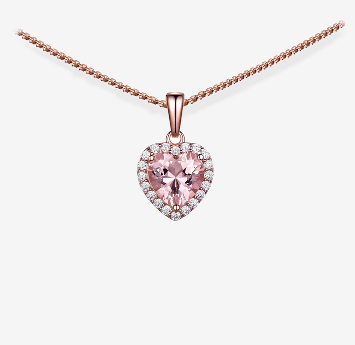 Forever and Always Soulmate  - Sparkling Morganite Heart Necklace
