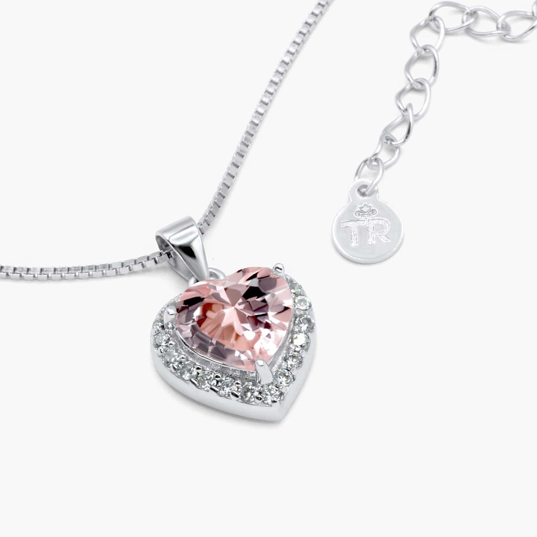 "With All My Heart"  - Pink Morganite Heart Necklace
