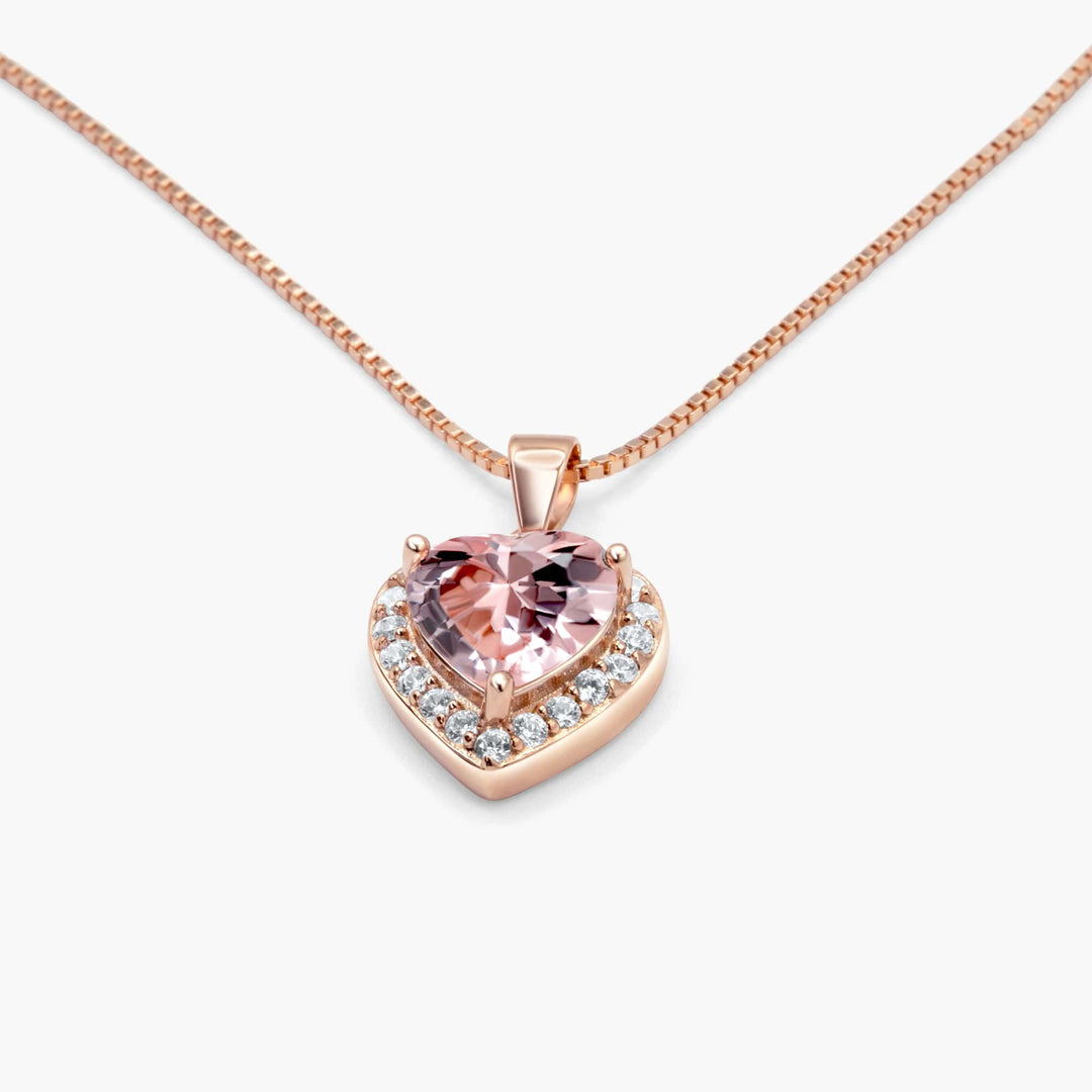 Customisable Birthday  Pink Morganite Heart Necklace