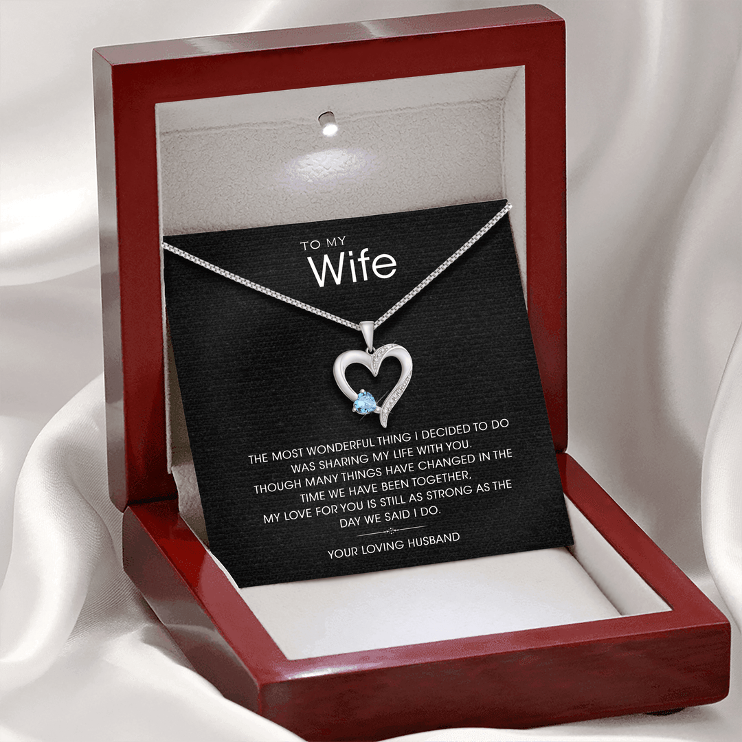 TO MY WIFE Sterling Silver Sacred Heart Necklace Colours