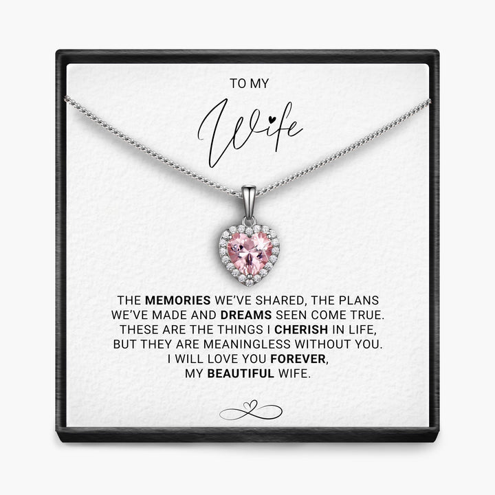 Wife - Memories  - Sparkling Morganite Heart Necklace