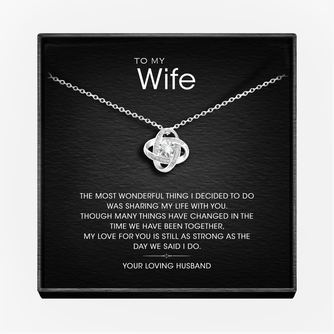 To My Wonderful Wife Silver Love knot necklace