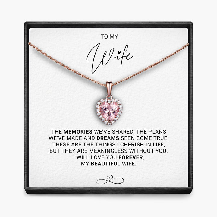 Wife - Memories  - Sparkling Morganite Heart Necklace