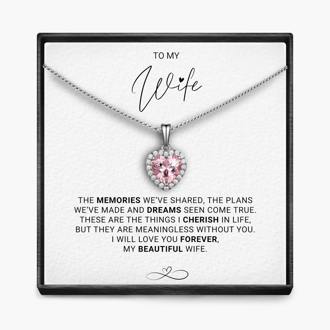 Wife - Memories  - Sparkling Morganite Heart Necklace