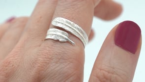 Sterling Silver Adjustable Feather Ring - "Ring Of Protection"