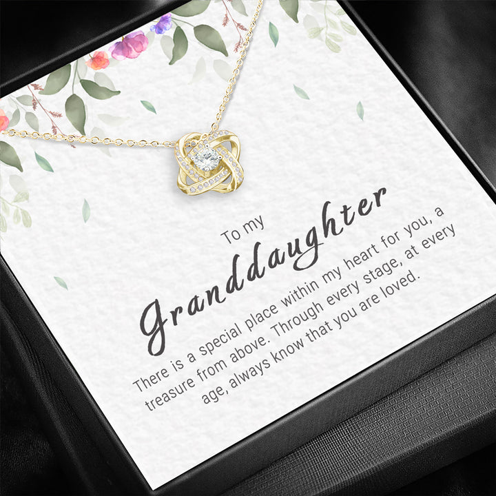 "To My Granddaughter - A Treasure" - Love knot necklace