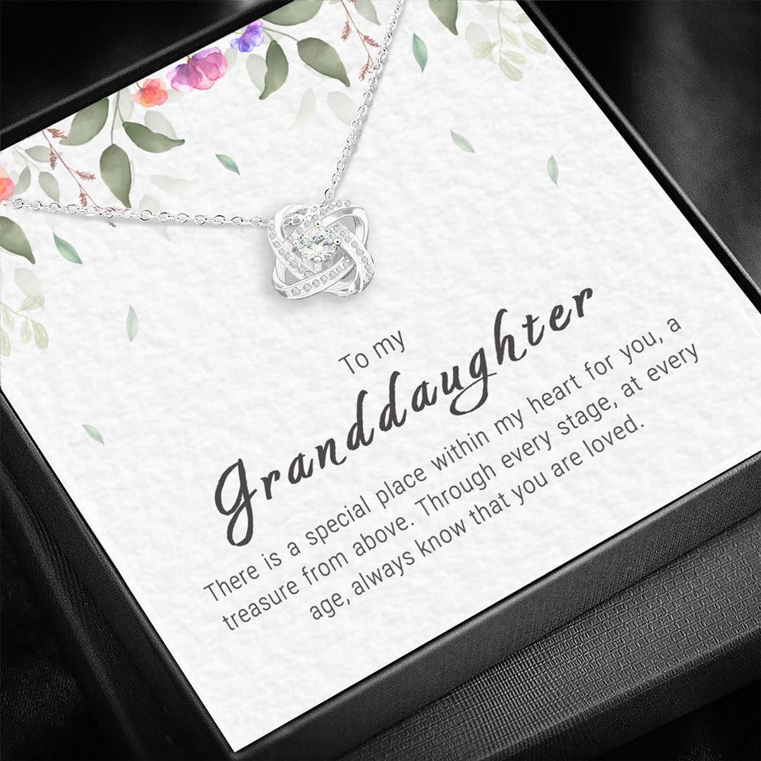 "To My Granddaughter - A Treasure" - Love knot necklace