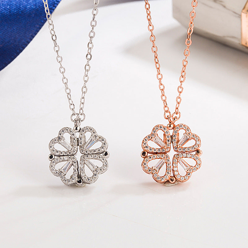 To My Daughter Four Leaf Clover Necklace With Apple Box Eternal Rose Flower To Daughter Birthday Party Christmas Gifts | MMS