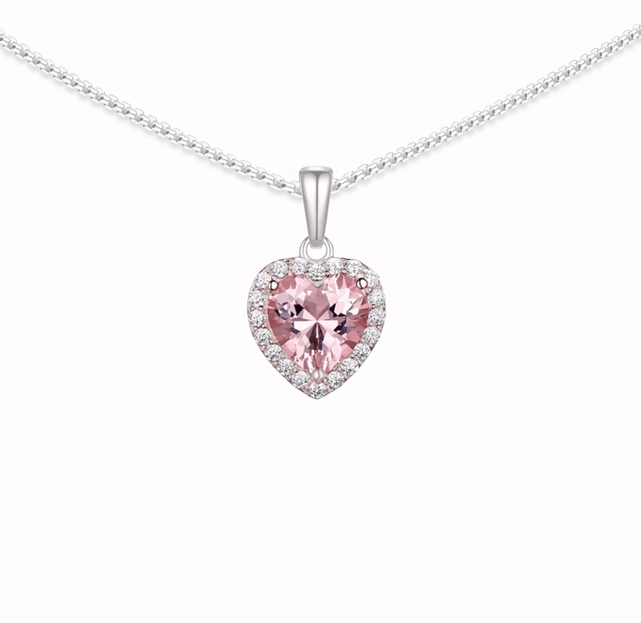 "My Dearest Mum" - Pink Morganite Heart Necklace