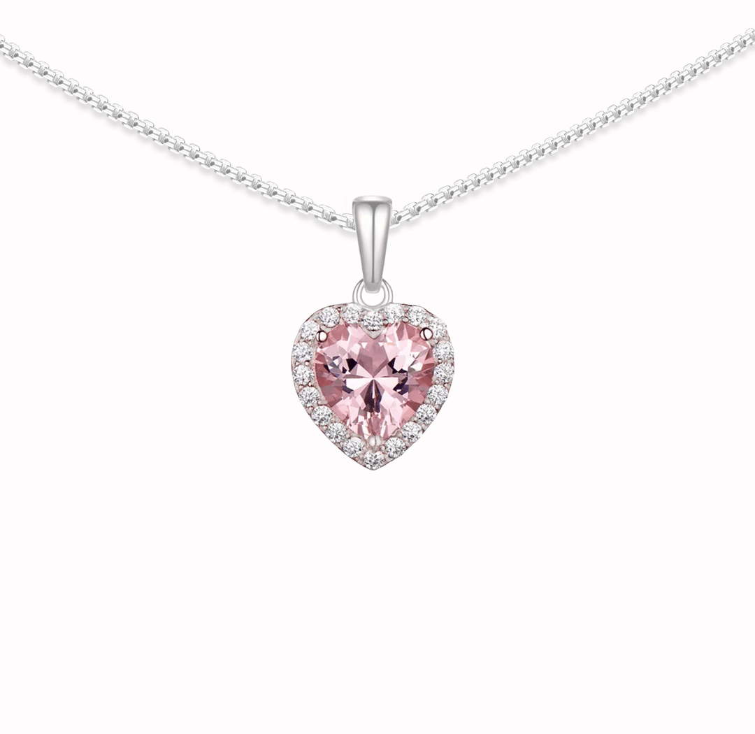 "With All My Heart"  - Pink Morganite Heart Necklace