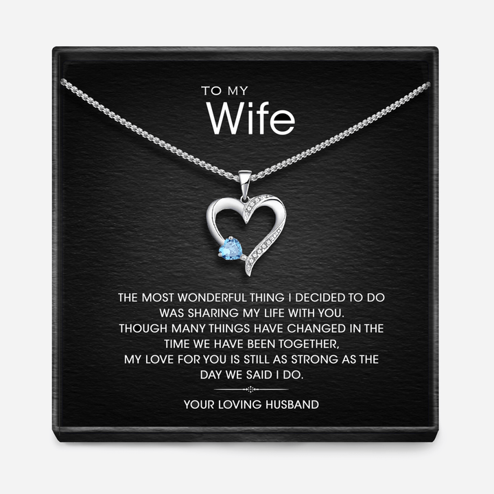 "TO MY WIFE " - Sterling Silver Sacred Heart Necklace - 5 Colours