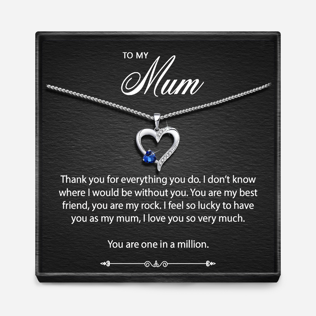 "Thank You Mum" - Sterling Silver Sacred Heart Necklace - 4 Colours
