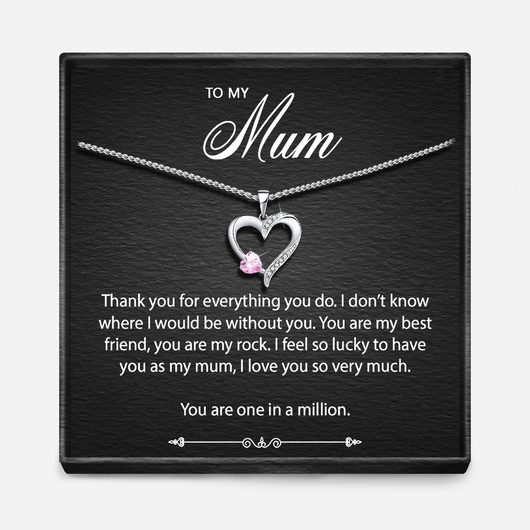 "Thank You Mum" - Sterling Silver Sacred Heart Necklace - 4 Colours