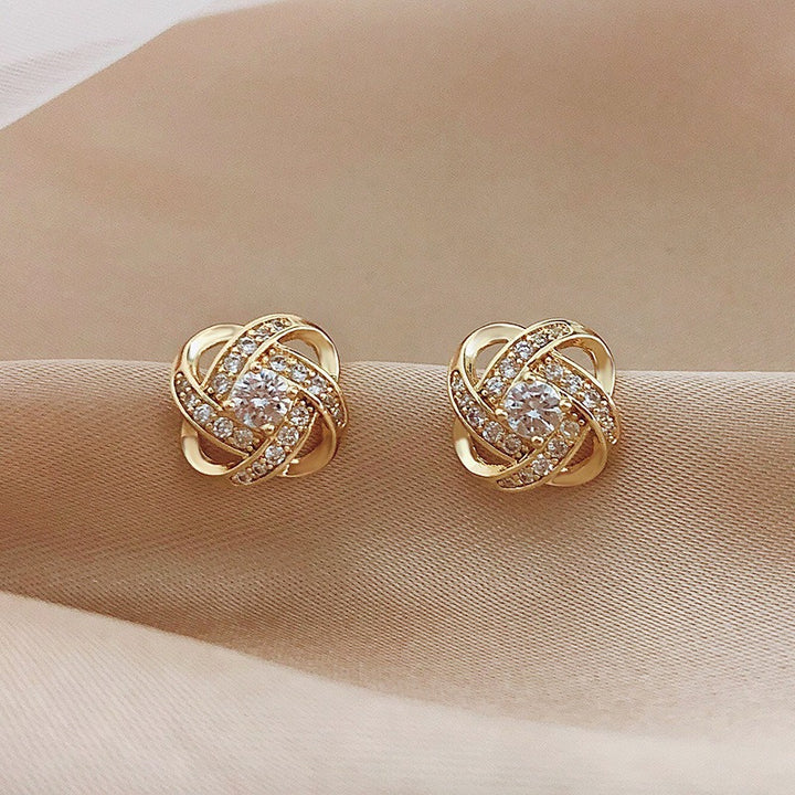 Yellow Gold Finish Love Knot Earrings