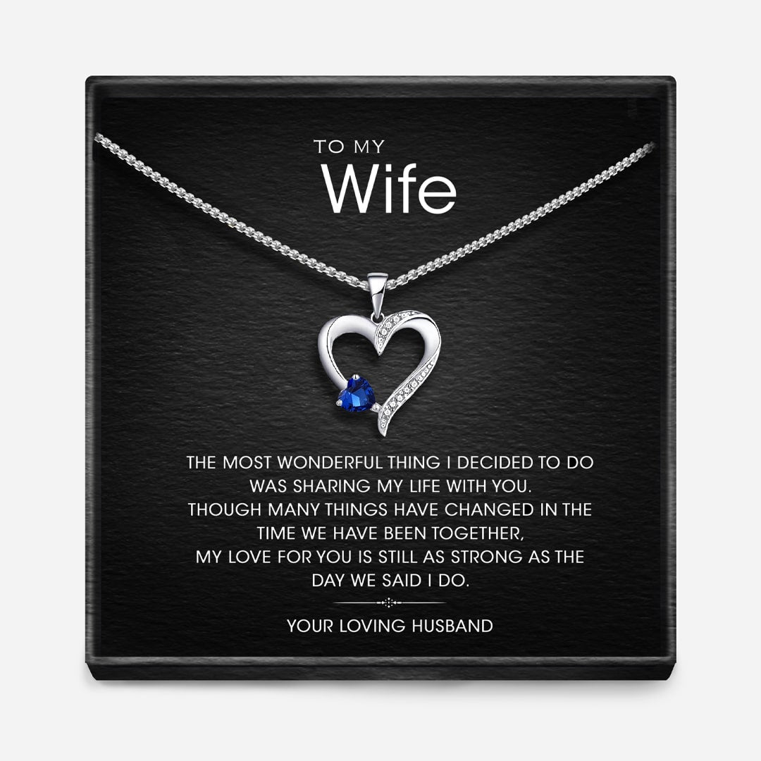 TO MY WIFE Sterling Silver Sacred Heart Necklace Colours