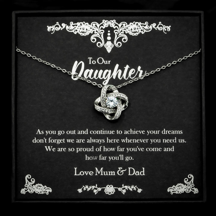 "To Our Daughter" - Silver Love Knot Necklace
