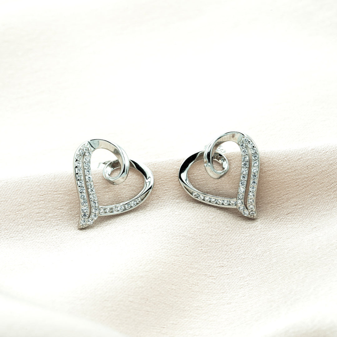 Love Heart Earrings Silver